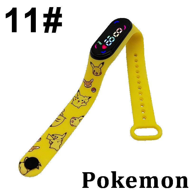 Pokemon Digital Watch Anime Pikachu Squirtle Eevee Charizard Student Silicone LED Watch Kids Puzzle Toys Children Birthday Gifts