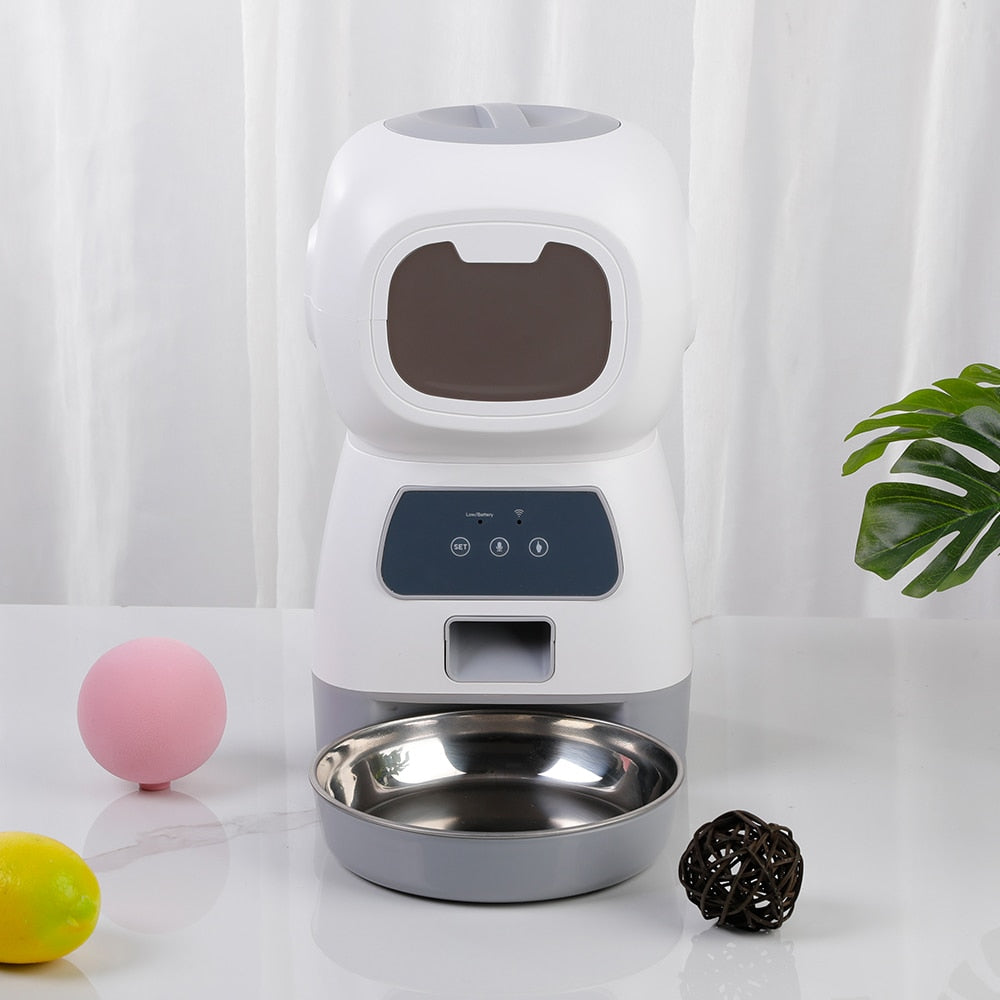 3.5L WIFI Automatic Dog Feeder Programmable Pet Smart Feeder Dual Power Mode for Cats and Dogs Stainless Steel Feeding Bowl