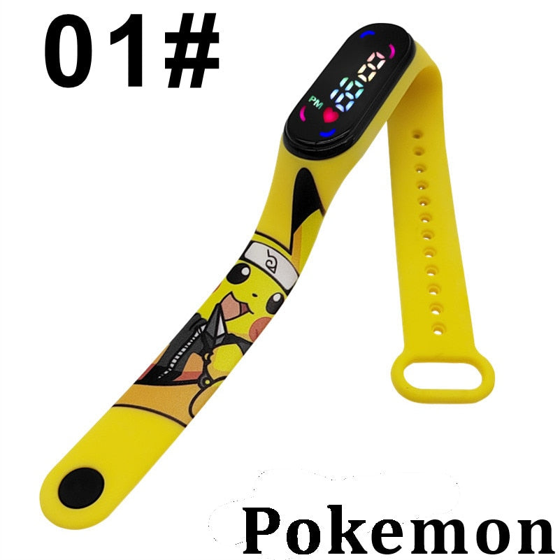 Pokemon Digital Watch Anime Pikachu Squirtle Eevee Charizard Student Silicone LED Watch Kids Puzzle Toys Children Birthday Gifts