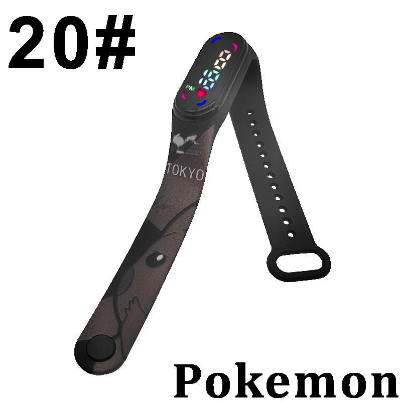 Pokemon Digital Watch Anime Pikachu Squirtle Eevee Charizard Student Silicone LED Watch Kids Puzzle Toys Children Birthday Gifts