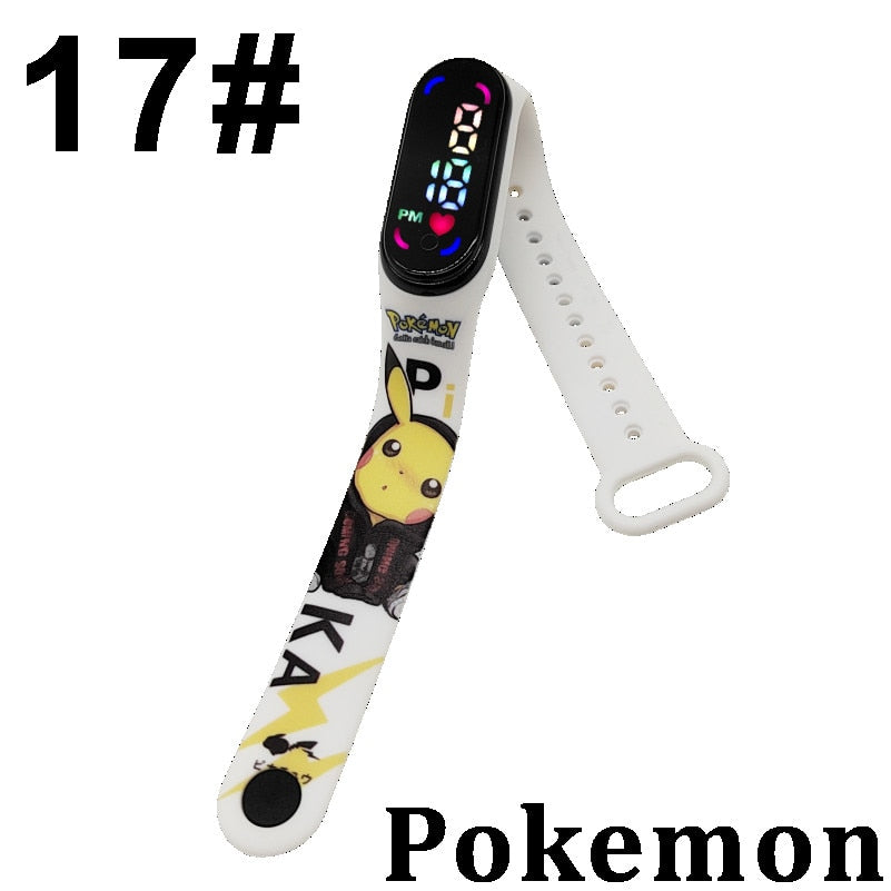 Pokemon Digital Watch Anime Pikachu Squirtle Eevee Charizard Student Silicone LED Watch Kids Puzzle Toys Children Birthday Gifts