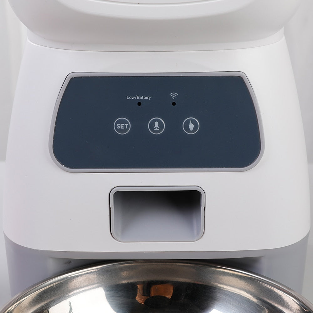 3.5L WIFI Automatic Dog Feeder Programmable Pet Smart Feeder Dual Power Mode for Cats and Dogs Stainless Steel Feeding Bowl