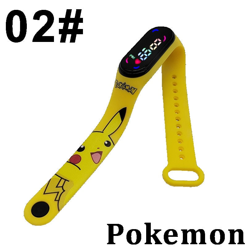 Pokemon Digital Watch Anime Pikachu Squirtle Eevee Charizard Student Silicone LED Watch Kids Puzzle Toys Children Birthday Gifts