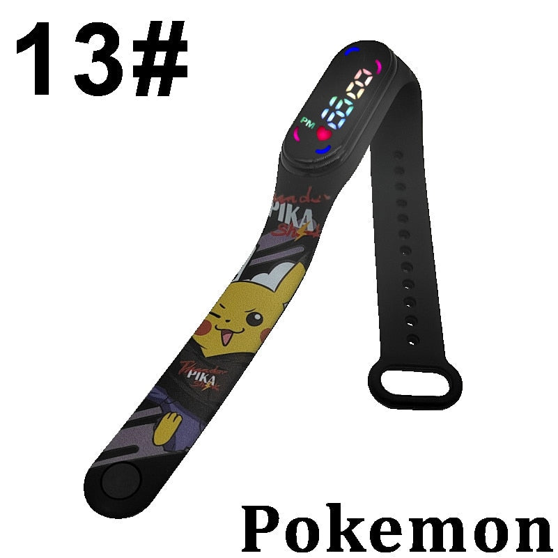 Pokemon Digital Watch Anime Pikachu Squirtle Eevee Charizard Student Silicone LED Watch Kids Puzzle Toys Children Birthday Gifts