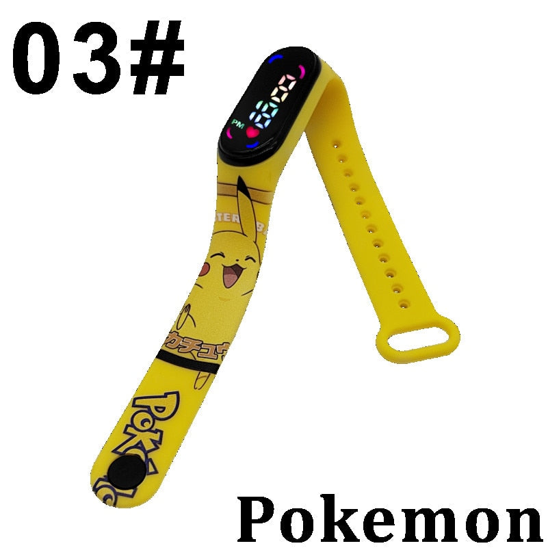 Pokemon Digital Watch Anime Pikachu Squirtle Eevee Charizard Student Silicone LED Watch Kids Puzzle Toys Children Birthday Gifts