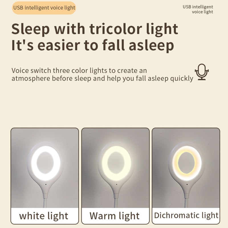 Newest LED Desk Lamp Portable Night Light Lamp Freely Foldable Table Lamp Voice Small Night Light USB Intelligent Voice Lights