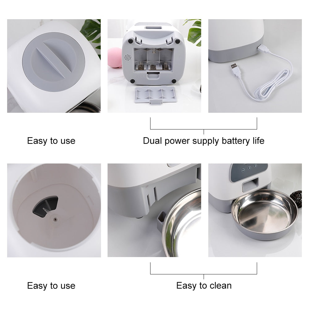3.5L WIFI Automatic Dog Feeder Programmable Pet Smart Feeder Dual Power Mode for Cats and Dogs Stainless Steel Feeding Bowl