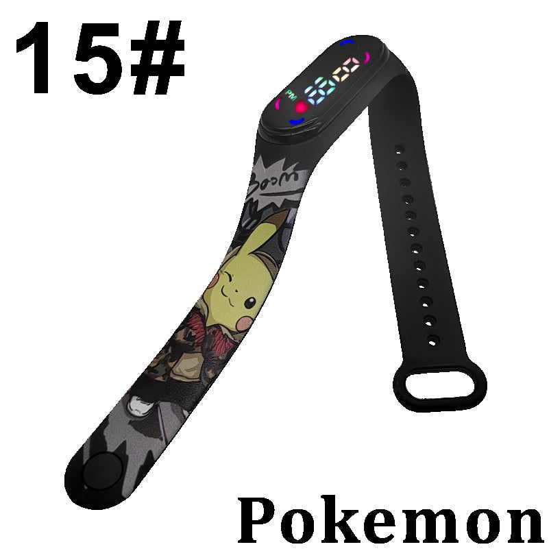 Pokemon Digital Watch Anime Pikachu Squirtle Eevee Charizard Student Silicone LED Watch Kids Puzzle Toys Children Birthday Gifts