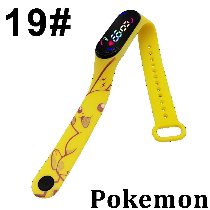 Pokemon Digital Watch Anime Pikachu Squirtle Eevee Charizard Student Silicone LED Watch Kids Puzzle Toys Children Birthday Gifts
