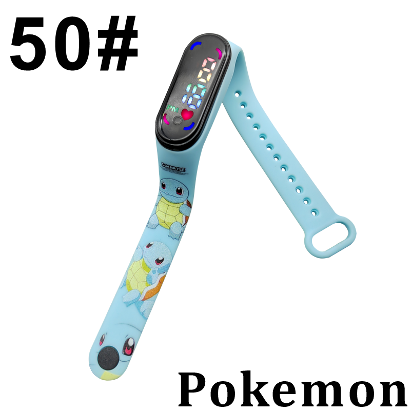 Pokemon Digital Watch Anime Pikachu Squirtle Eevee Charizard Student Silicone LED Watch Kids Puzzle Toys Children Birthday Gifts