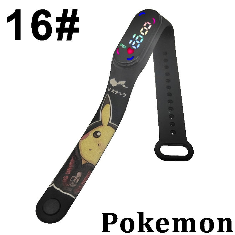 Pokemon Digital Watch Anime Pikachu Squirtle Eevee Charizard Student Silicone LED Watch Kids Puzzle Toys Children Birthday Gifts