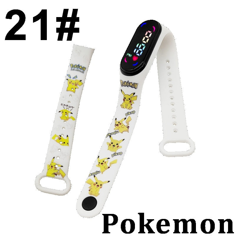 Pokemon Digital Watch Anime Pikachu Squirtle Eevee Charizard Student Silicone LED Watch Kids Puzzle Toys Children Birthday Gifts