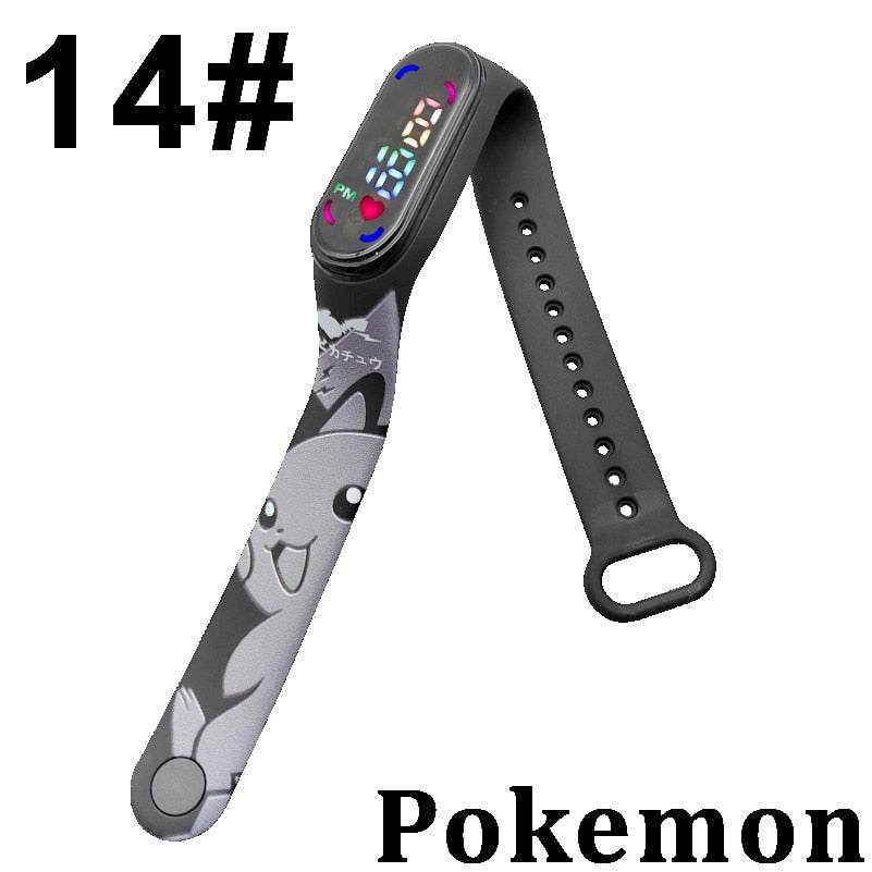 Pokemon Digital Watch Anime Pikachu Squirtle Eevee Charizard Student Silicone LED Watch Kids Puzzle Toys Children Birthday Gifts
