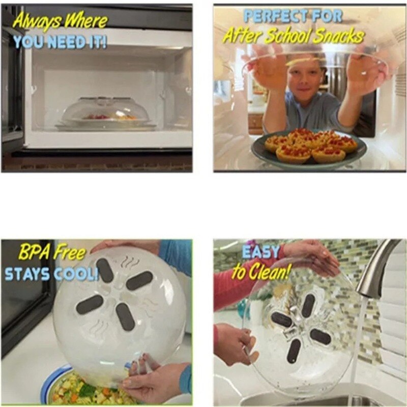 Food Splatter Guard Professional Microwave Food Anti-Sputtering Cover With Steam Vents Magnetic Splatter Lid Heat Resistant