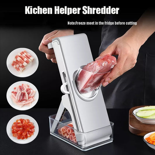 NEW 2023 Multifunction Meat Grater Slicer Foldable Manual Vegetable Cutter Chopper Kitchen Accessories Gadgets Steel Blade Aid T