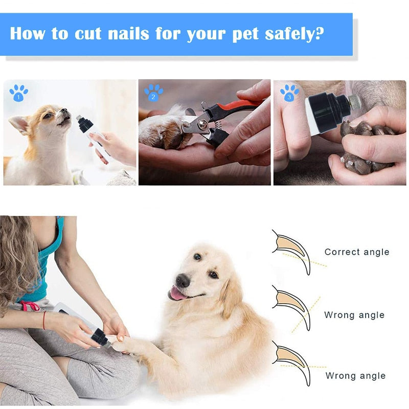 Electric Dog Nail Clippers for Dog Nail Grinders Rechargeable USB Charging Pet Quiet Cat Paws Nail Grooming Trimmer Tools